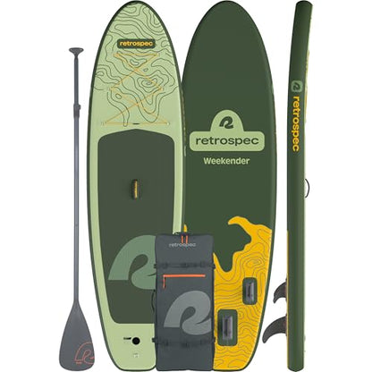 Retrospec Weekender Inflatable Stand Up Paddle Board Includes Paddle, Pump, and Accessories 10’6” Lightweight iSUP, Puncture Resistant Inflatable Paddle Board for Adults - color: Wild Spruce