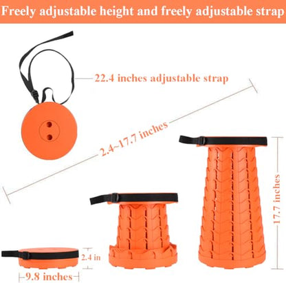 Fishboy Collapsible Stool for Adults, Portable Folding Camping Seat, 400lbs - color: All Orange