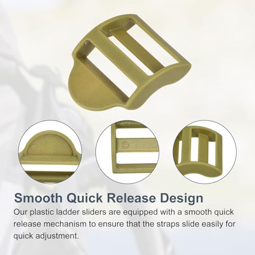 uxcell Plastic Ladder Slider Adjustable Buckles | Tension Lock Tri-Glides for Belt Backpack Straps Part Replacement - color: Khaki, size: 1-1/2"