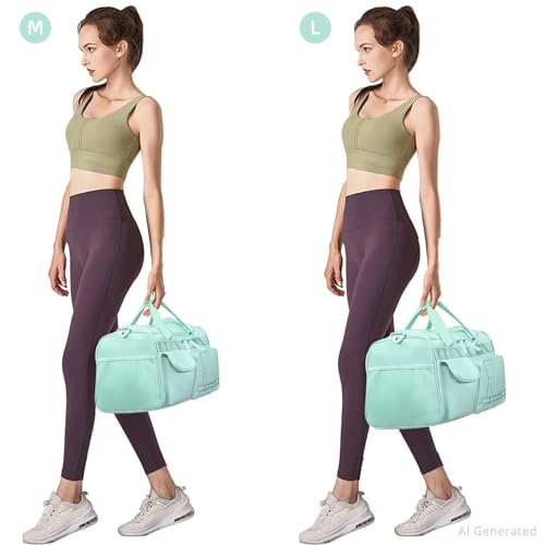 MAXTOP Large Gym Bag for Women Men Duffle Bag With Wet Dry Separation - color: Light Green, style: Small Gym Bag