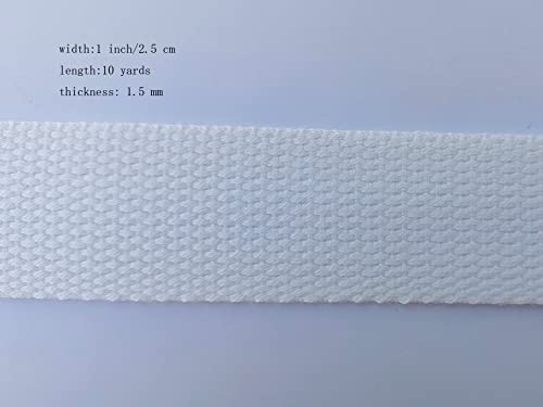 1 Inch Cotton Webbing 10 Yards Cotton Strap for Tote Canvas Bags Crafts Sewing (2029 White) - color: 2029 White