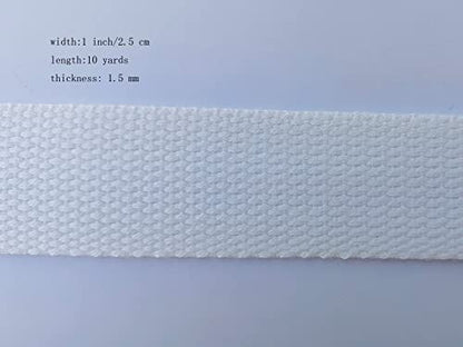 1 Inch Cotton Webbing 10 Yards Cotton Strap for Tote Canvas Bags Crafts Sewing (2029 White) - color: 2029 White
