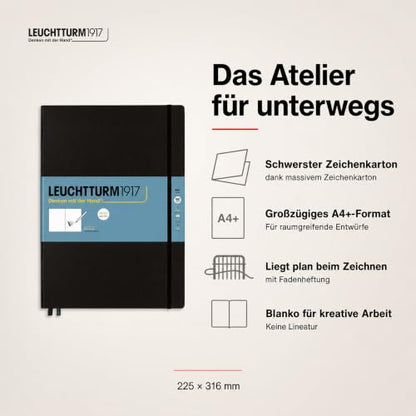 Leuchtturm1917 - Master A4 Hardcover Sketchbook (Black) - 112 Pages of 150g/m² Paper - color: Black, size: Master (A4+)