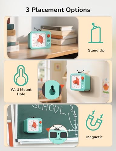 LIORQUE Visual Timer for Kids with Pause, 60 Minute Countdown Timer, Green - color: White+green