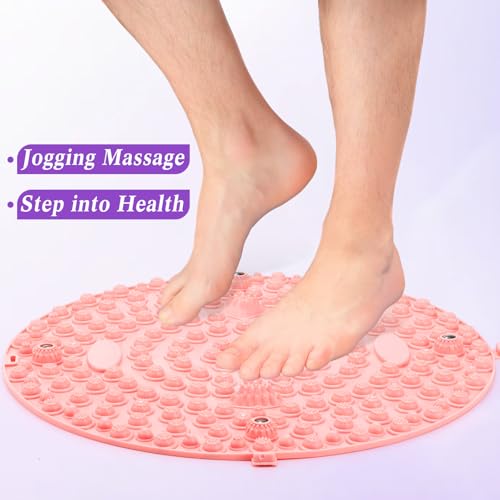 Threlaco 4 Pack Foot Massager Mat Foot Reflexology Pad with Magnetic Relaxation Massage Feet Pressure Point Pad Anti Fatigue Walk Stone Acupoint Mat Particle Portable Massage Tool(Purple and Pink) - color: Purple and Pink