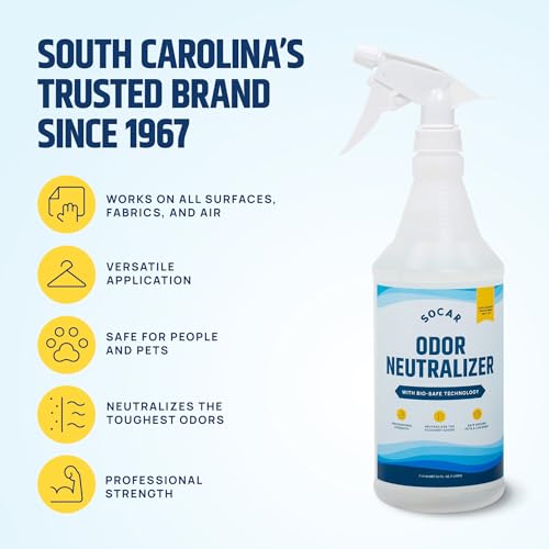 SOCAR CHEMICAL - Odor Neutralizer Eliminates odors for Home, Office, Gym, Car. Eliminates Unwanted Smells from Pets, Cooking, Sports Gear, Urine, Vomit & Unwanted, Strong Odor 32oz Liquid Spray - size: 32 Fl Oz (Pack of 1)