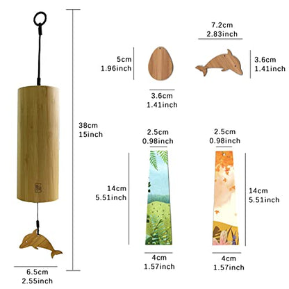LingTing Bamboo Wind Chimes for Sound Healing and Meditation - Relaxing Emotions, Unique Gardening Gift for Outdoor Decoration (Dm-Rain)