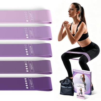 Resistance Loop Exercise Bands, Resistance Bands Exercise Bands for Home Fitness, Stretching, Strength Training, Physical Therapy,Elastic Workout Bands for Women Men Kids, Set of 5 - color: Purples