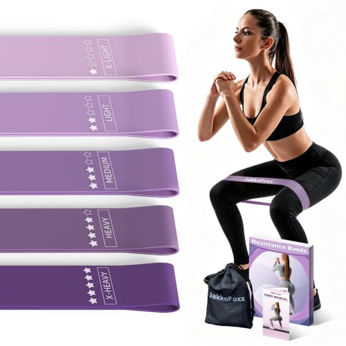 Resistance Loop Exercise Bands, Resistance Bands Exercise Bands for Home Fitness, Stretching, Strength Training, Physical Therapy,Elastic Workout Bands for Women Men Kids, Set of 5 - color: Purples