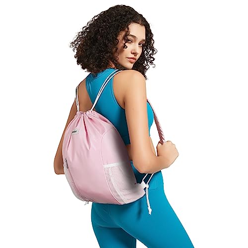 WANDF Drawstring Backpack, Gym String Bag with Shoulder Pad - color: M, Pink, size: Medium