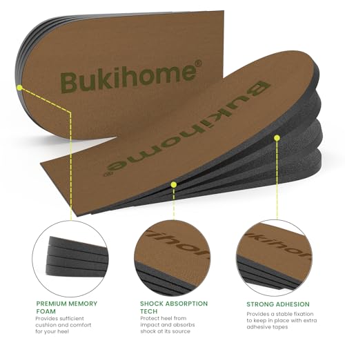 Adjustable Heel Lift Inserts- Bukihome Orthopedic Shoe Lifts,Brown,1 Pair S - color: Brown, size: Small (Pack of 2)