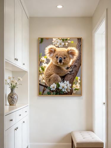 Koala 5D Diamond Painting Kit for Adults，Koala on Tree Animal Full Drill DIY Round Gem Art Diamond Art Kits Painting Crafts Ideal for Beginners and Home Wall Decor 12X16inch