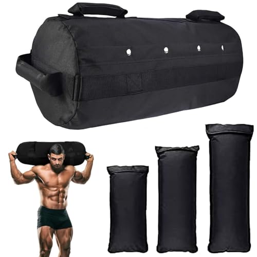 Workout Sandbag, Adjustable Weight Training Fitness Sand Bags with Multiple Handles and 3 Inner Sandbags for Heavy Duty Workout Cross Training Strength Weightlifting