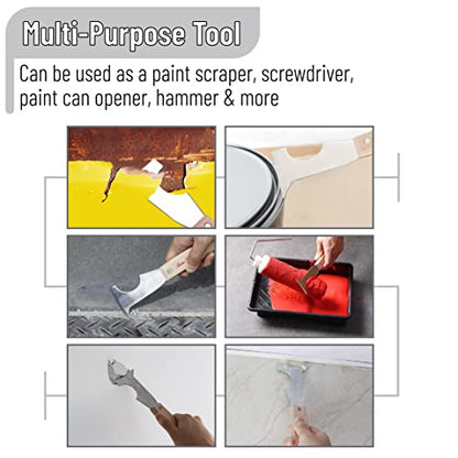 Bates- Paint Scraper, Taping knife, Pack of 2 Putty Knife Scraper, Scraper, 5 in 1 tools, Spackle Knife, Caulk Removal Tool, Painters Tool, Paint Can Opener, Paint Remover for Wood, Wallpaper Scraper