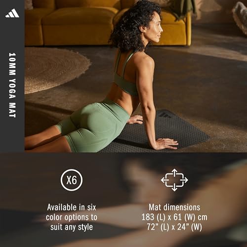 adidas Yoga Mat - Eco Friendly - Non Slip, Durable Textured Surface - color: Black, size: 10 mm