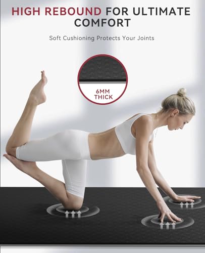 HAPBEAR Large Yoga Mat - 72"x36"x6mm (1/4 inch), Extra Wide Non-Slip Exercise Mat for Home Workout, Yoga, Pilates & Stretching, Durable, Includes Carry Bag - color: 블랙/그레이.