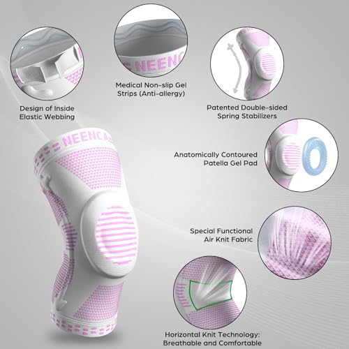 NEENCA Professional Knee Brace, Medical Knee Support for Women & Men Relief - color: Pink White, size: XX-Large