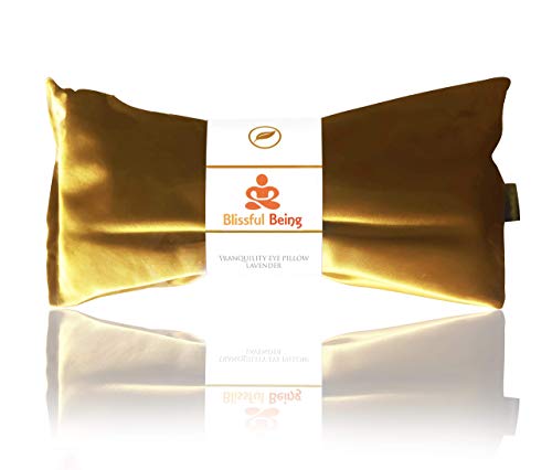 Lavender Eye Pillow - Hot or Cold Weighted Satin Eye Mask perfect for Sleeping, Yoga, Meditation - Gifts for Women, Birthday, Teachers - Natural Herbal Relaxation (Gold) - color: Gold