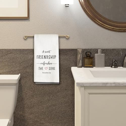 1 PCS Funny A Sweet Friendship Refreshes The Soul Hand Towels,Christian Kitchen Towels,Gift for Friend Woman, Hostess Gifts - color: Color_01