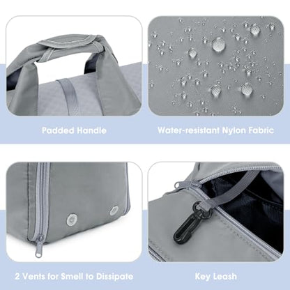 Sportsnew Tote Yoga Mat Gym Bag 20L Women W/Shoe Compartment Wet Dry Pocket | Water-Resistant Gym Tote - Mat Strap, Ventilated Shoe Bin, Wet Pocket, Padded Handle, Multi Pockets, Side Mesh & Key Clip - color: Grey