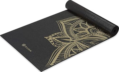 Gaiam Premium Yoga Mat, 6mm Thick Print Mat - color: Metallic Bronze Medallion