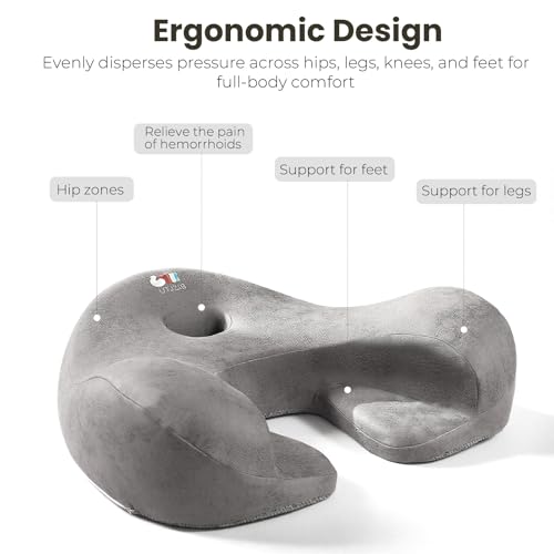 Meditation Cushion Memory Foam Floor Pillow for Cross Legged Sitting - color: Grey