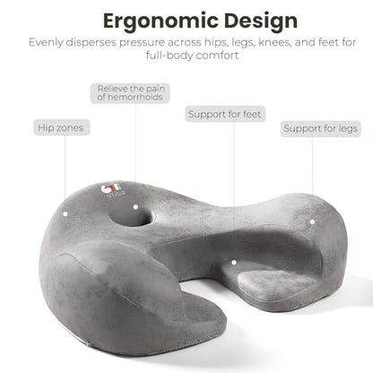 Meditation Cushion Memory Foam Floor Pillow for Cross Legged Sitting - color: Grey