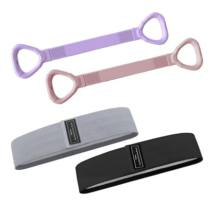 Full Body Resistance Bands Set for Women & Men, Professional Upper & Lower Body Workout Bands for Arms, Legs, Glutes, Yoga, Strength Training, Home Gym Fitness Equipment - color: PinkPurple 4pcs
