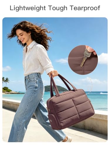 Gitus Travel Duffle Bag for Women Puffer Weekender Bags Carry on Gym Bag - color: Coffee Brown