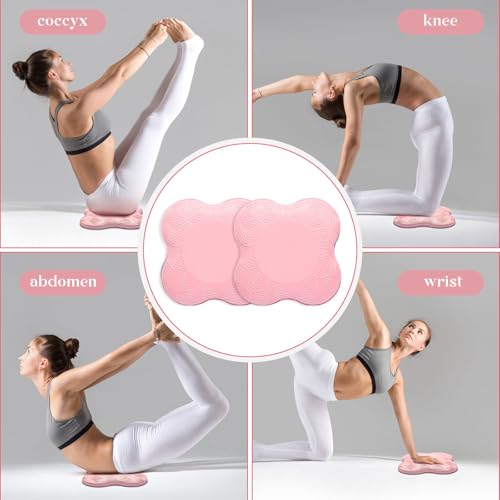 2 Packs Yoga Knee & Elbow Cushions - Extra Thick Foam for Knees, Elbows, Wrists, Hands & Head - Pilates & Kneeling Pads - Support Foam Pads for Women & Men - color: Pink