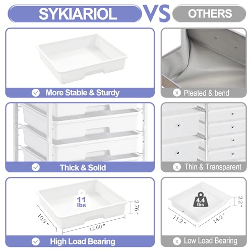 SYKIARIOL Rolling Storage Cart with Drawers, 8 Drawers Utility Cart,White - color: White