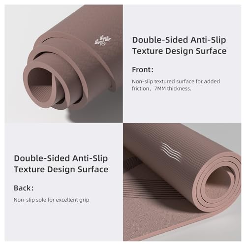 Yoga Mat High Density Exercise Mat, 76"x32"x0.27"Thick Wide & Large Yoga Mat for Women Men, Professional POE Workout Mat for Yoga, Pilates, Fitness & Stretching - color: Dark Brown