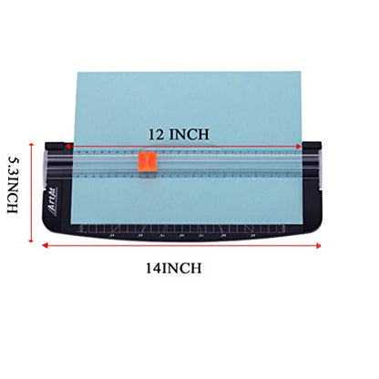 ArtAt 12-Inch Paper Cutter with Auto-Retractable Blade A4 Portable Trimmer | Inch/cm dual dcale precise measurement & cutting for cardstock, photos, crafts, gift cards, coupons, kraft labels