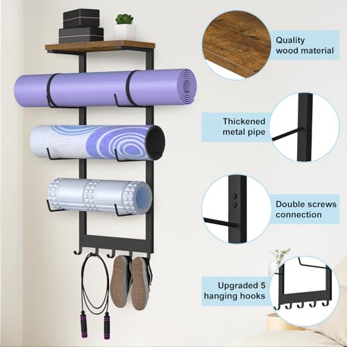 Home Gym Storage Rack for Yoga Mat Holder Wall Mount