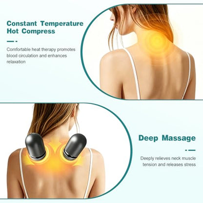 3-in-1 Neck Massager Pillow with Heat, Massage and Traction Stretching, Cervical Neck Shoulder Massager for Pain Relief, Deep Tissue, Ergonomic Design Pillow for Women/Men Home Office Use(Gray)