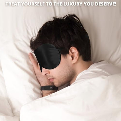 Sleep Mask, 100% 22 Momme Mulberry Silk Eye Mask with Adjustable Strap | Eye Sleeping Mask for Women Men, 100% Mulberry Silk, 22 Momme 6a Fibers, Blackout Blindfold Eye Cover for Side Sleeper(Black) - color: Black 22 Momme
