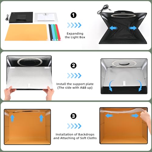 Lightdow 10"x10"x10" Photo Studio Light Box Photography with 96 LEDs (CRI>95), 6 Backdrops - Portable/Dimmable/Versatile Folding Shooting Tents for Toys/Jewelry/Watches/Cosmetics Photography - size: 10"x10"x10"