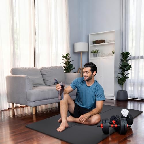 Gogokiwi Large Yoga Mat (6'x4') – 1/4" & 1/2" Thick Exercise Mats for Home Workout, Extra Wide Workout Mats for Home Gym, Yoga, Pilates, Stretching, Floor & More - color: Just Black, size: Extra Cushion (1/2 Inch Thick)