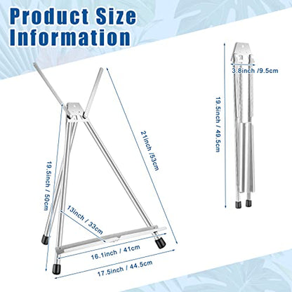 Xinnun 12 Pcs Aluminum 15'' to 21'' High Tabletop Easel Display Adjustable Portable Tripod Desktop with Extension Arm Wings and Rubber Feet for Canvas, Paintings Suitable for School Studio (Silver)