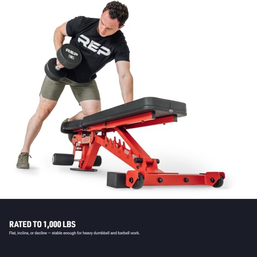 Rep Fitness 조절 가능한 벤치 – AB-3000 FID – 플랫/인클라인/디클라인 - color: 화이트.