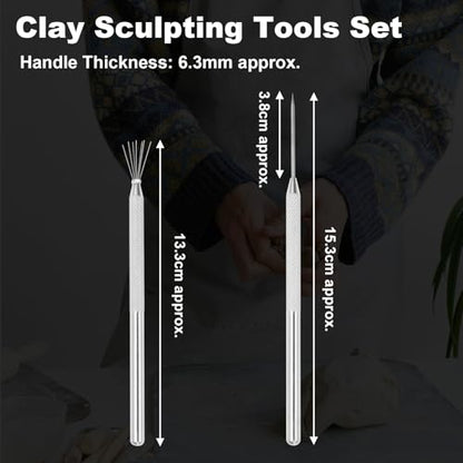 suiwotin Precision Clay Needle Tool Set for Detailing | 12pcs, Sculpture Pin & Texture Needle, Sculpting Tools for Fine Ceramics, Polymer Clay & Miniature