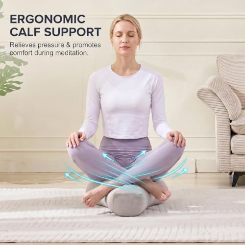 T-Shape Meditation Cushion, Ergonomic Zafu Yoga Floor Pillow with Buckwheat Hull Fill, Removable Washable Cover,for Mindfulness, Yoga, and Deep Relaxation (Grey) - color: Grey