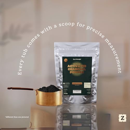 Zen Principle Hardwood Activated Charcoal Powder 100 Percent from USA Trees. All Natural. Whitens Teeth, Rejuvenates Skin and Hair, Supports Better Digestion, 8 oz. - size: 8 Ounce (Pack of 1)