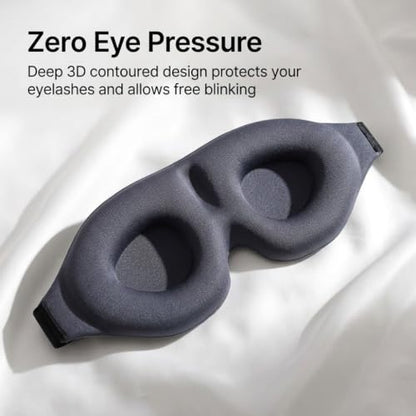 Sleep mask 3D Contoured Eye Cover Dark Gray 1pc with Adjustable Strap and Eyelash Space for Side Sleepers Travel Naps Meditation and Nighttime Light Shielding Comfort - color: Gray