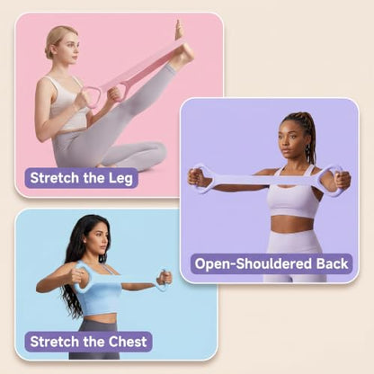 3Pcs Figure 8 Resistance Bands with Handles, Elastic Pull Rope for Home Workout, Yoga, Pilates, Posture Correction & Physical Therapy