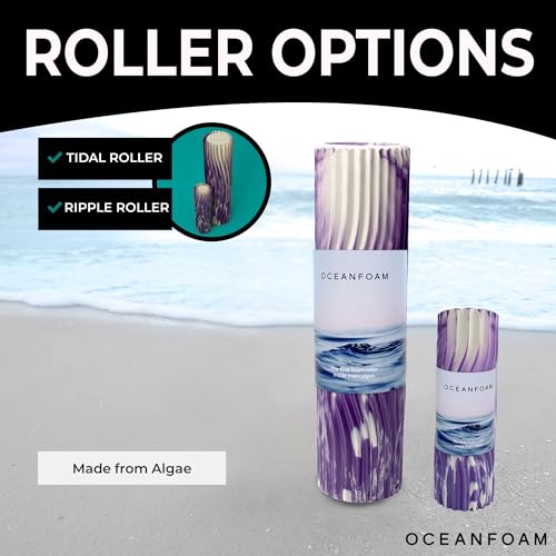 Oceanfoam Tidal Roller - Purple Marbled - Muscle Massage Foam Roller for Back Pain & Stretching - Firm and Ergonomic Wide Wave Textured - Yoga, Athletics, & Wellness - Full Size, 20" x 5" - color: Purple Marbled