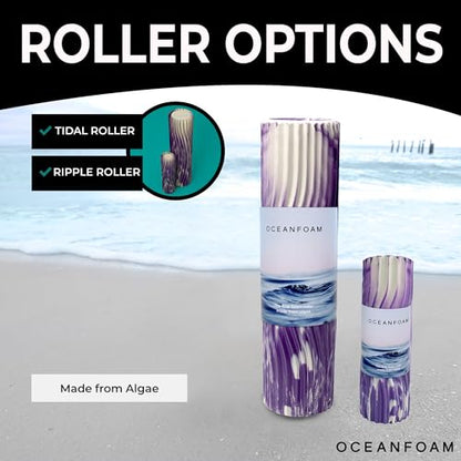 Oceanfoam Tidal Roller - Purple Marbled - Muscle Massage Foam Roller for Back Pain & Stretching - Firm and Ergonomic Wide Wave Textured - Yoga, Athletics, & Wellness - Full Size, 20" x 5" - color: Purple Marbled