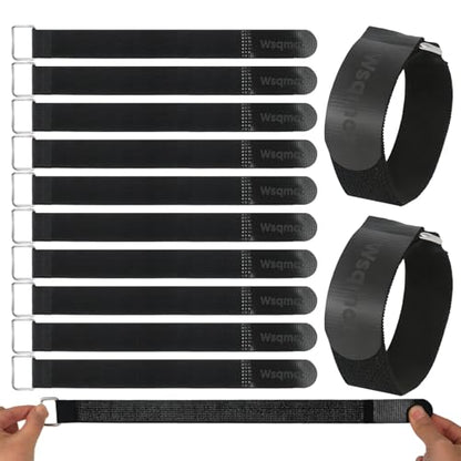 10Pack Elastic Cinch Straps 1" x 8" Heavy Duty Fastening Hook and Loop Nylon Straps Reusable Adjustable Cable Straps for Cords & Cable Management, Home, Garage, Travel - size: 1''×8''