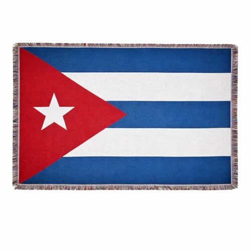Cuba Flag Woven Throw Blanket – Woven Not Printed – 50x70 Cuban Blanket for Couch, Bed or Wall – Made for Cubans Living Abroad - color: Cuba