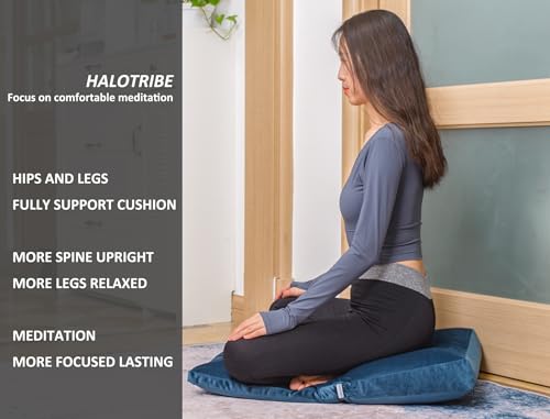 Meditation Cushion,Velvet Meditation Pillow and Zabuton 2-in-1 Portable Design(50 * 70CM). (Blue, Service H：9cm) - color: Blue